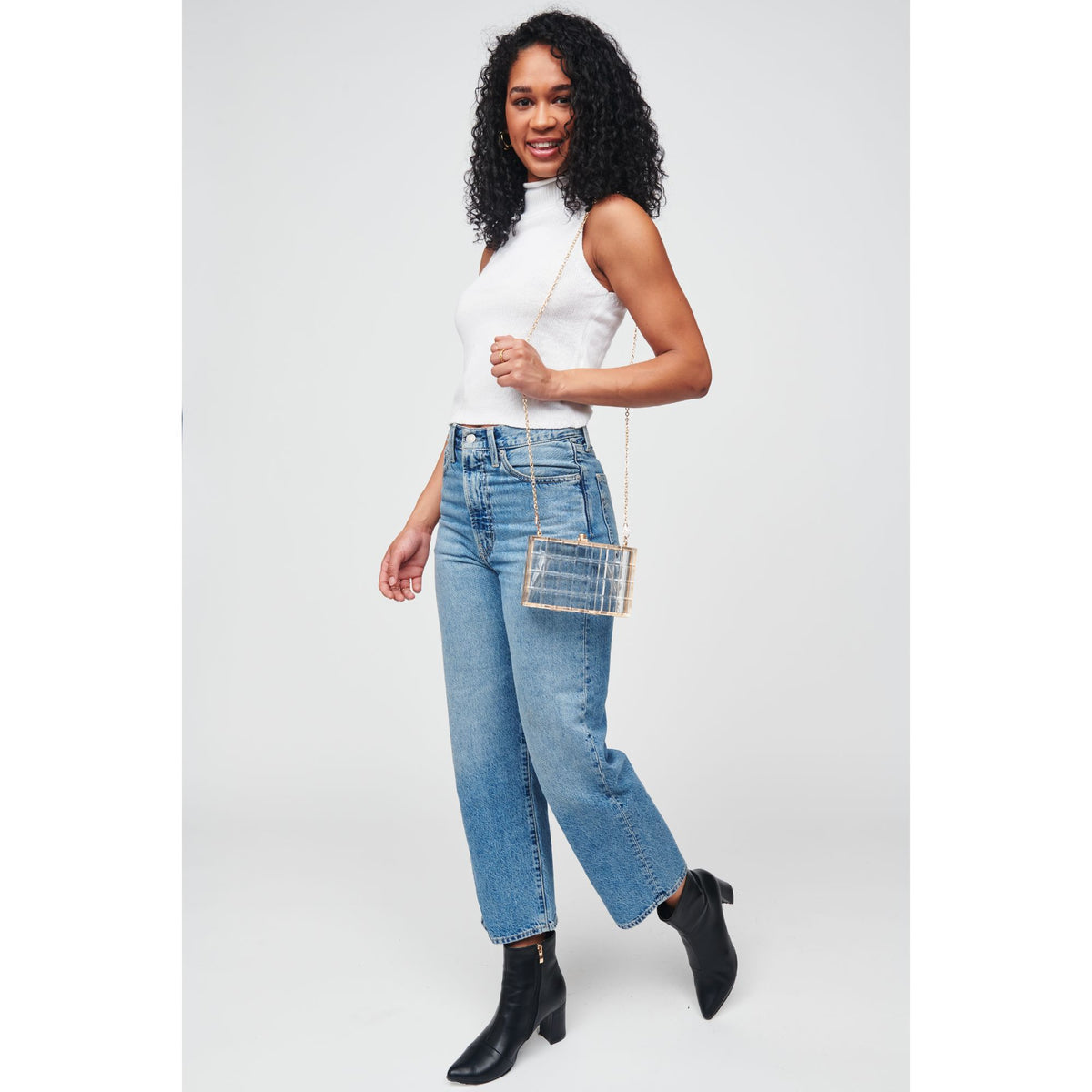 Woman wearing Clear Urban Expressions Missy Minaudiere 818209012386 View 3 | Clear