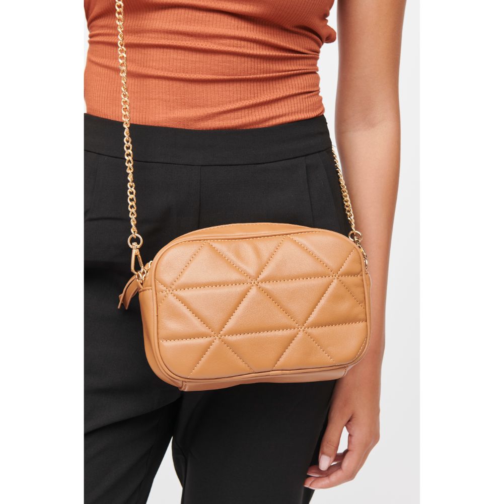 Woman wearing Camel Urban Expressions Petra Crossbody 840611184573 View 2 | Camel