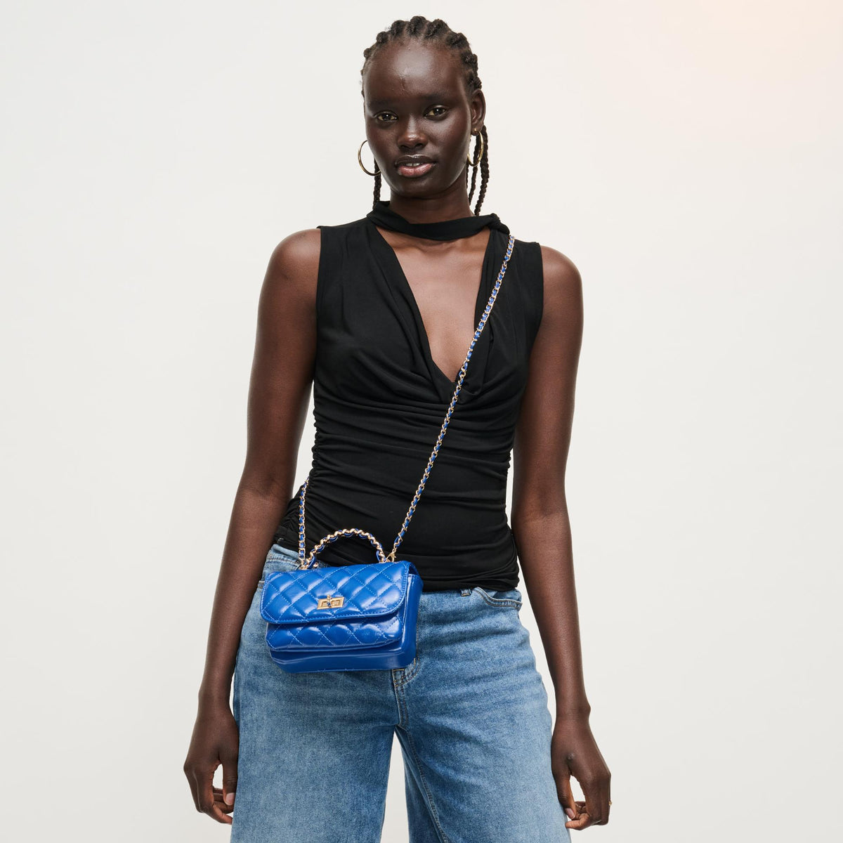 Woman wearing Electric Blue Urban Expressions Leo Crossbody 840504205088 View 3 | Electric Blue