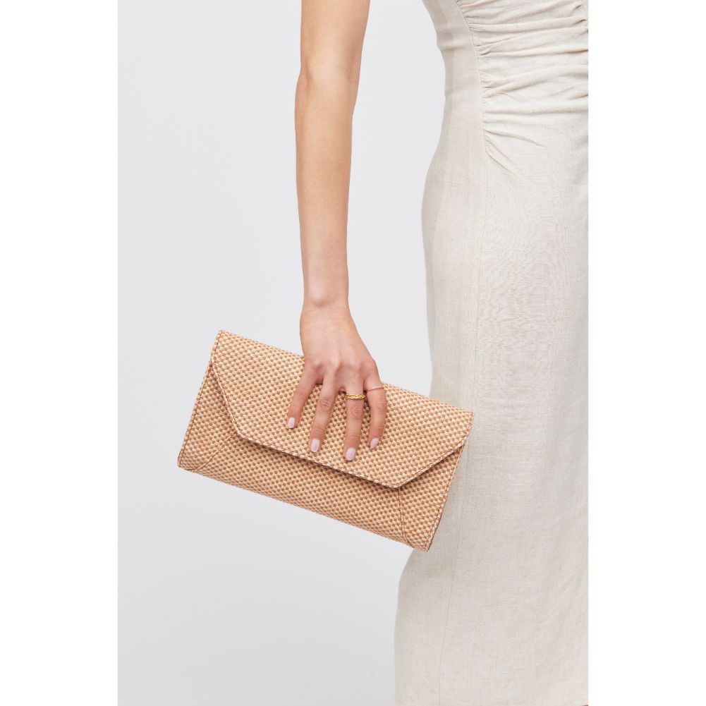 Woman wearing Tan Urban Expressions Dakota Clutch 840611100634 View 4 | Tan