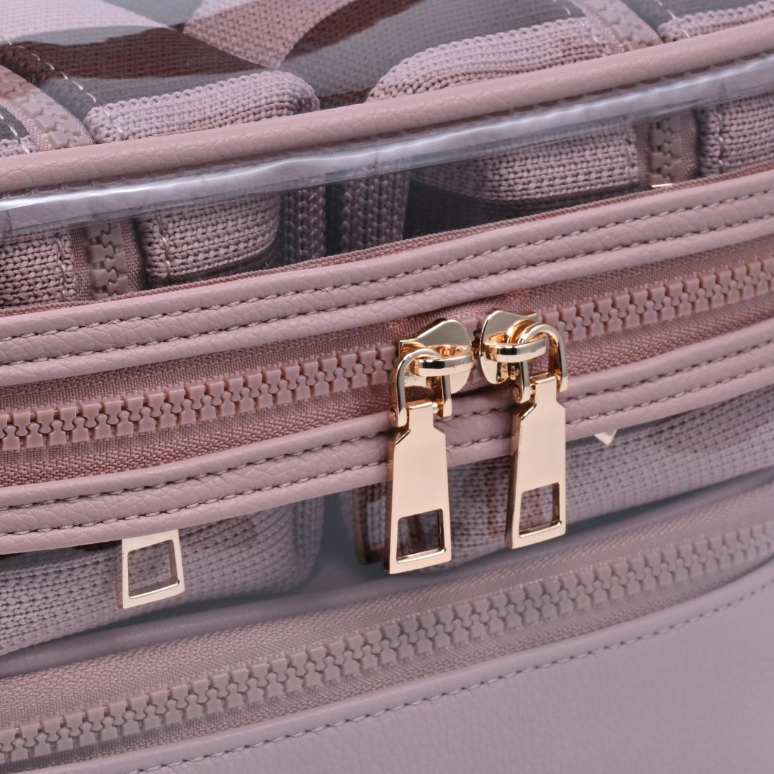 Urban Essentials Essential Stripes - 4 Piece Train Case Set 840504215674 View 8 | Pink Brown