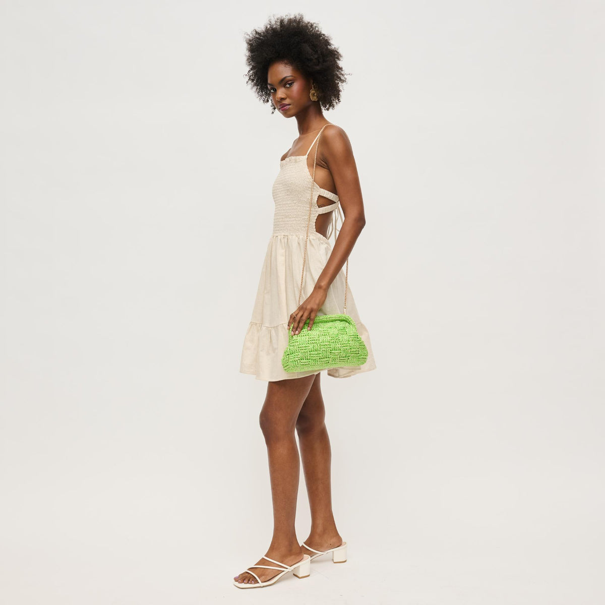 Woman wearing Lime Urban Expressions Annie Clutch 840611149381 View 3 | Lime