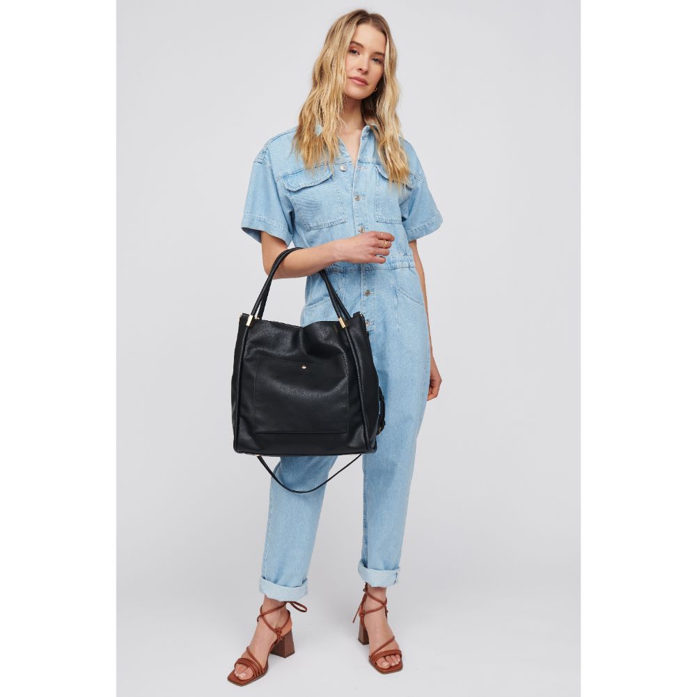 Woman wearing Black Urban Expressions Deborah Tote 818209016780 View 3 | Black