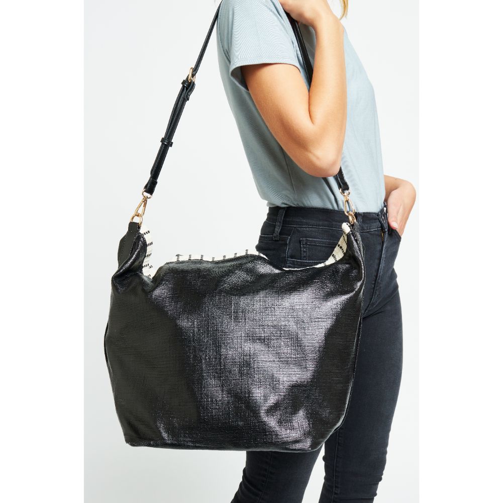 Woman wearing Black Urban Expressions Maeve Tote 840611181404 View 2 | Black
