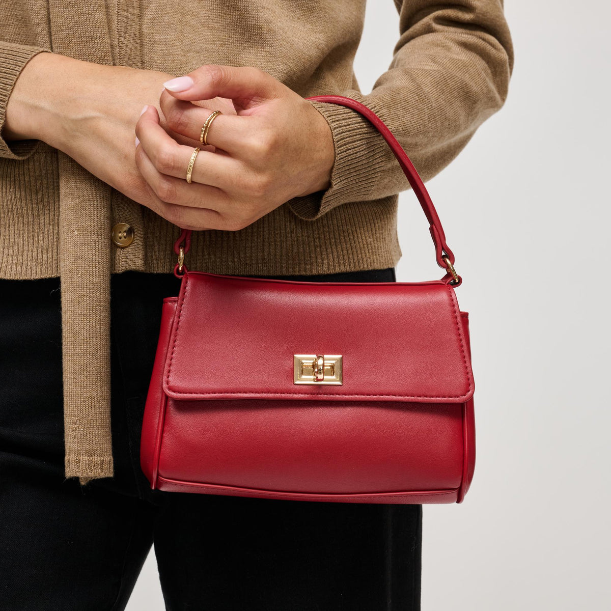 Woman wearing Red Urban Expressions Estee Crossbody 840504214837 View 2 | Red