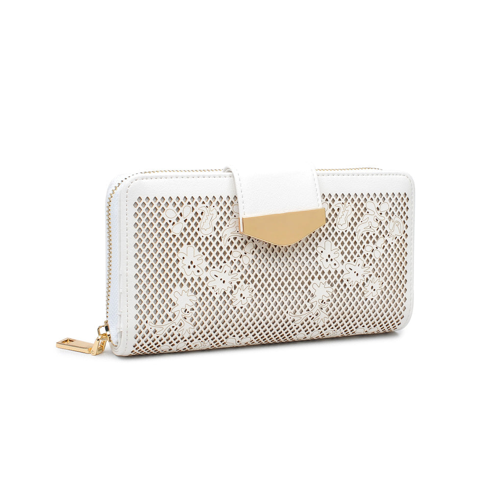 Woman wearing White Urban Expressions Poppy Wallet 840611144010 View 6 | White