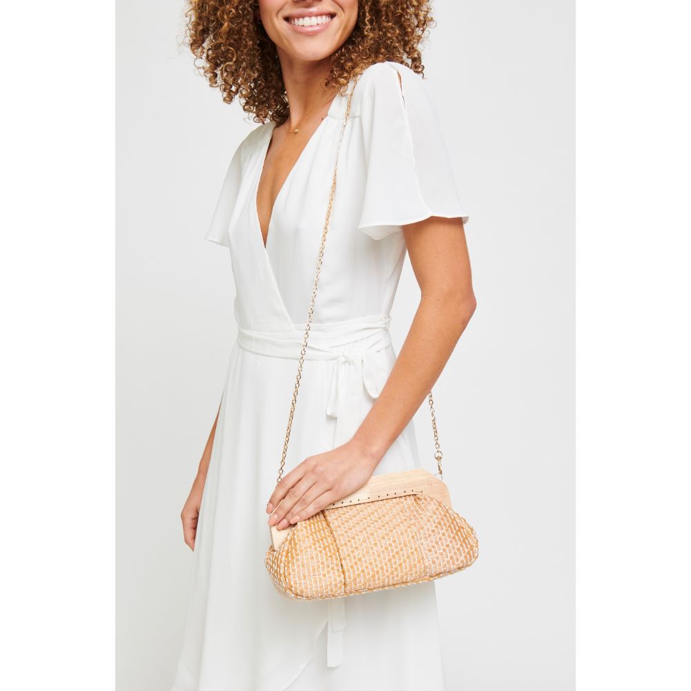 Woman wearing Tan Urban Expressions Echo Clutch 840611182142 View 1 | Tan