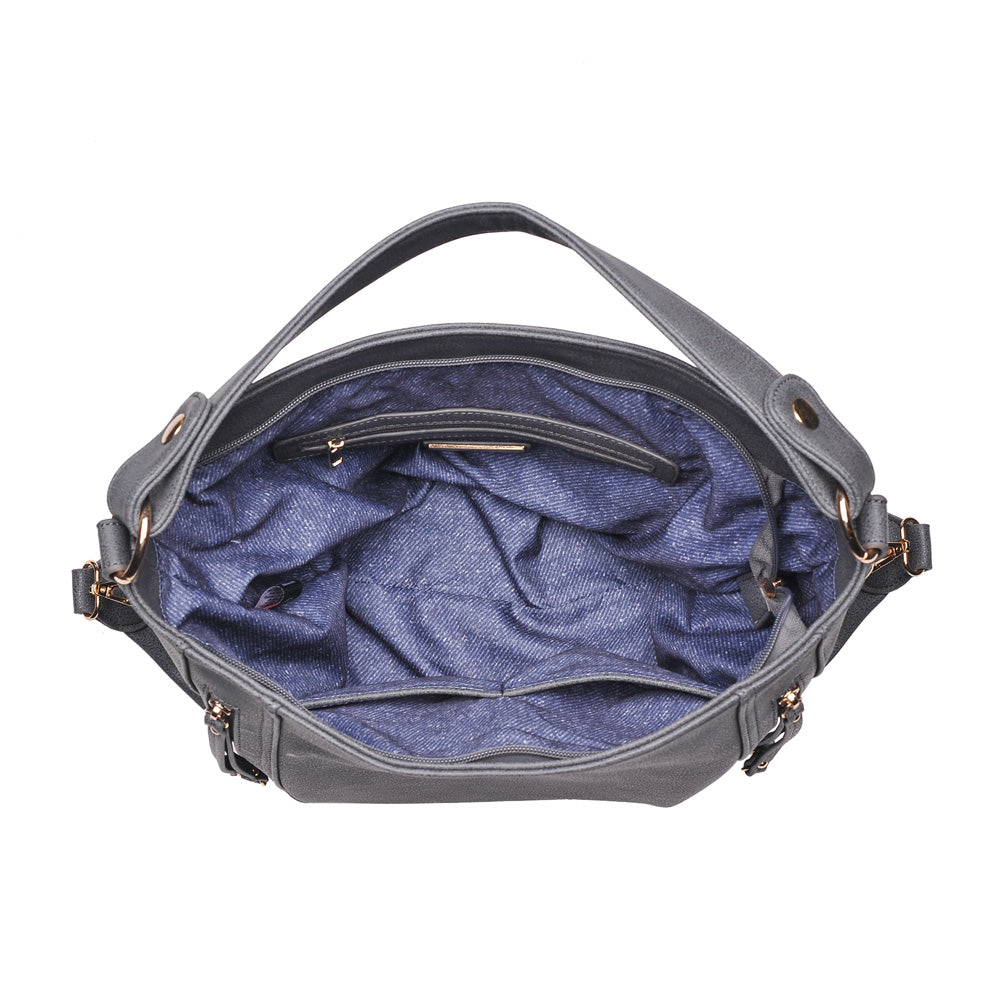 Product Image of Urban Expressions Jessica Pebble Satchel NA-840611155238 View 4 | Gunmetal