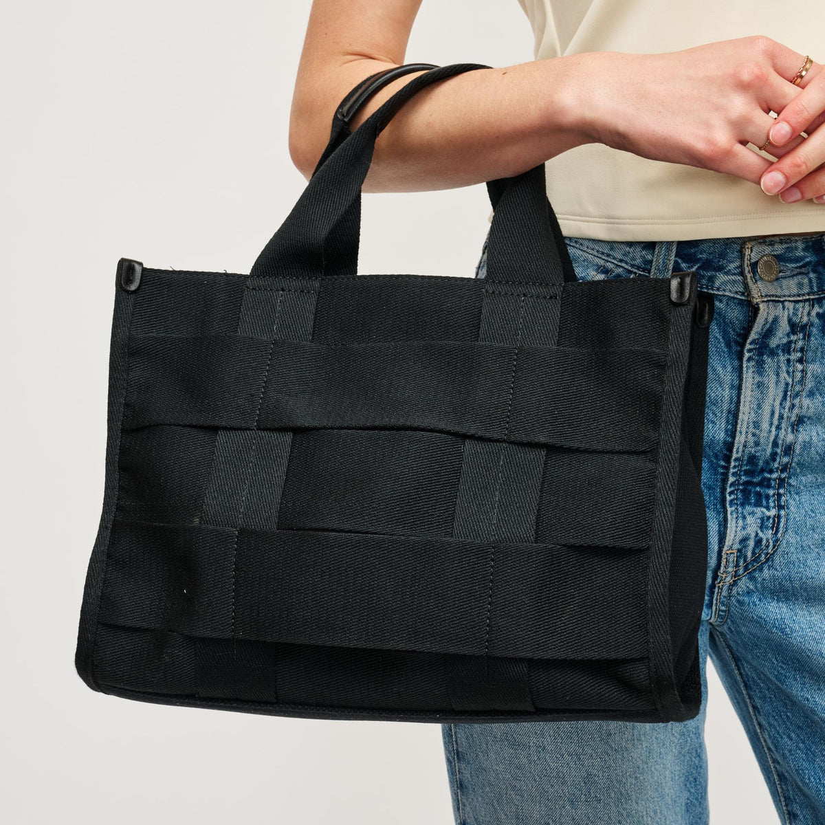 Woman wearing Black Urban Expressions Cherie Satchel 840611156990 View 4 | Black