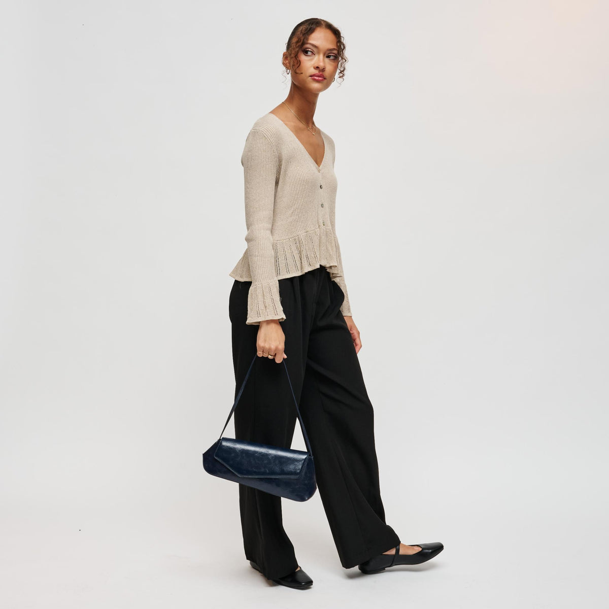 Woman wearing Midnight Urban Expressions Mett Shoulder Bag 840504212703 View 4 | Midnight