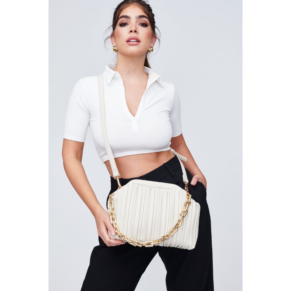 Woman wearing Oatmilk Urban Expressions Rylee Crossbody 818209011952 View 2 | Oatmilk