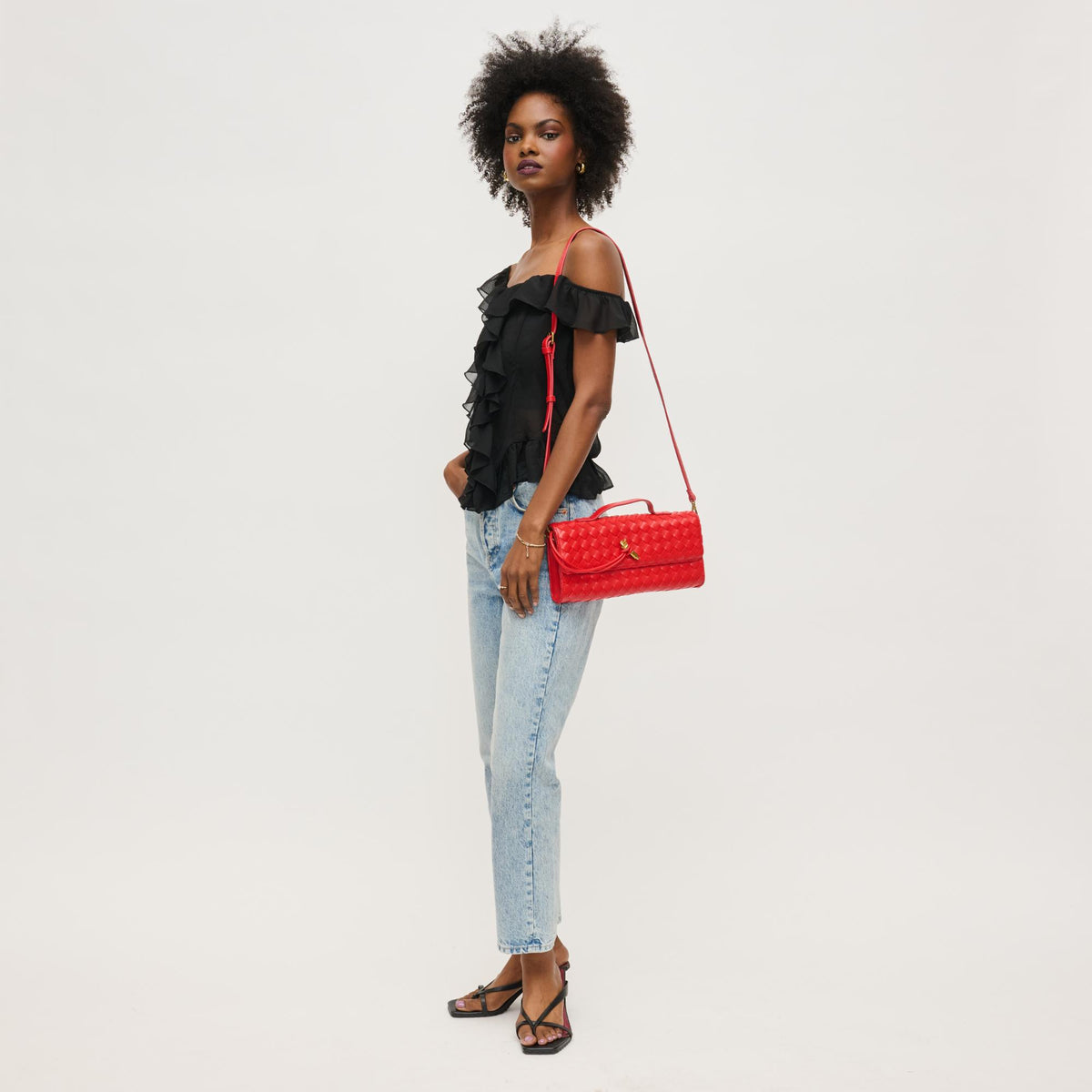 Woman wearing Red Urban Expressions Ada Crossbody 840611161468 View 2 | Red