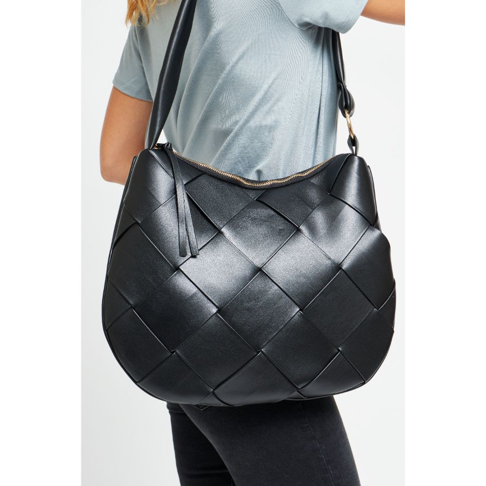 Woman wearing Black Urban Expressions Mira Messenger 840611179272 View 2 | Black