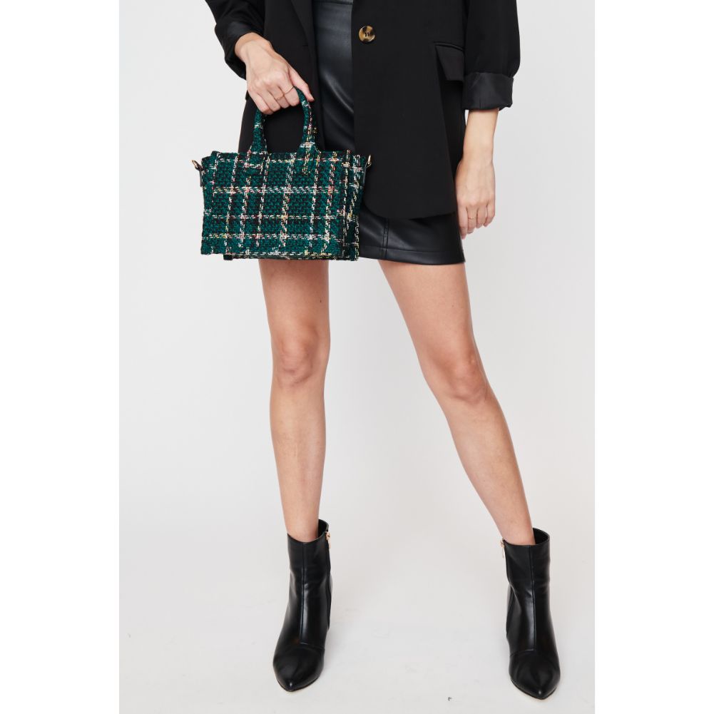 Woman wearing Green Urban Expressions Edina - Plaid Crossbody 840611103086 View 4 | Green