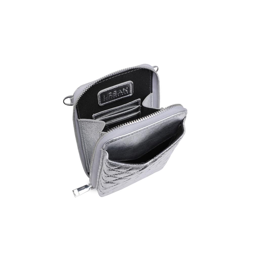 Woman wearing Silver Urban Expressions Bodie Cell Phone Crossbody 840611123398 View 9 | Silver