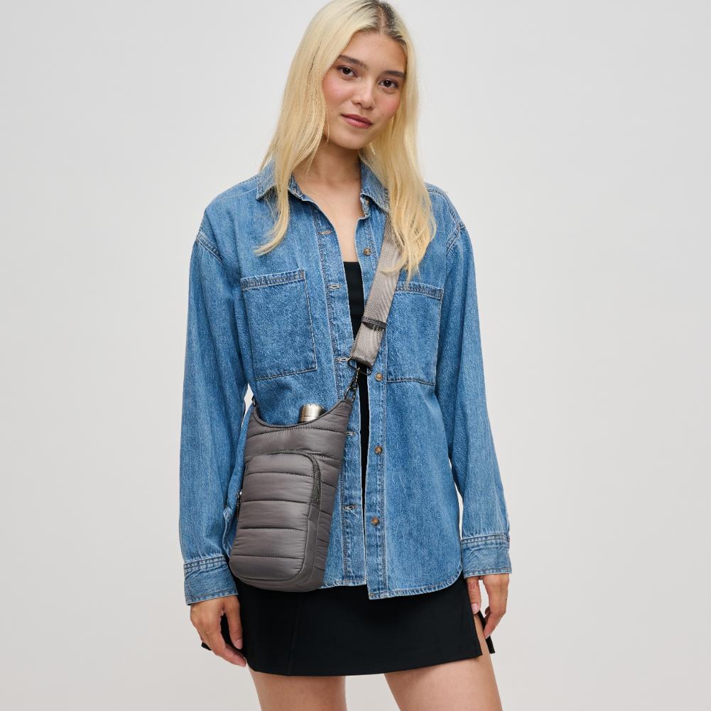 Woman wearing Carbon Urban Expressions Jace Crossbody 840611193544 View 4 | Carbon