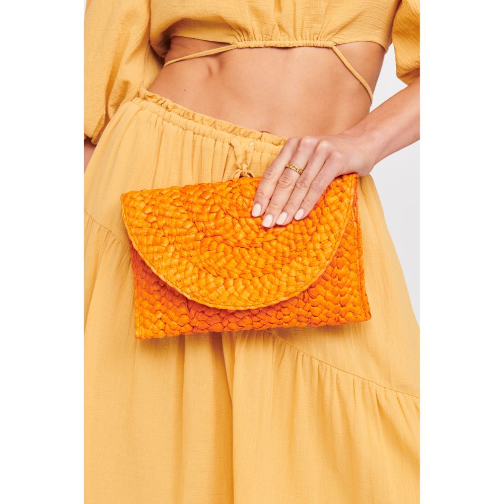 Woman wearing Orange Urban Expressions Aegean Clutch 840611100733 View 4 | Orange