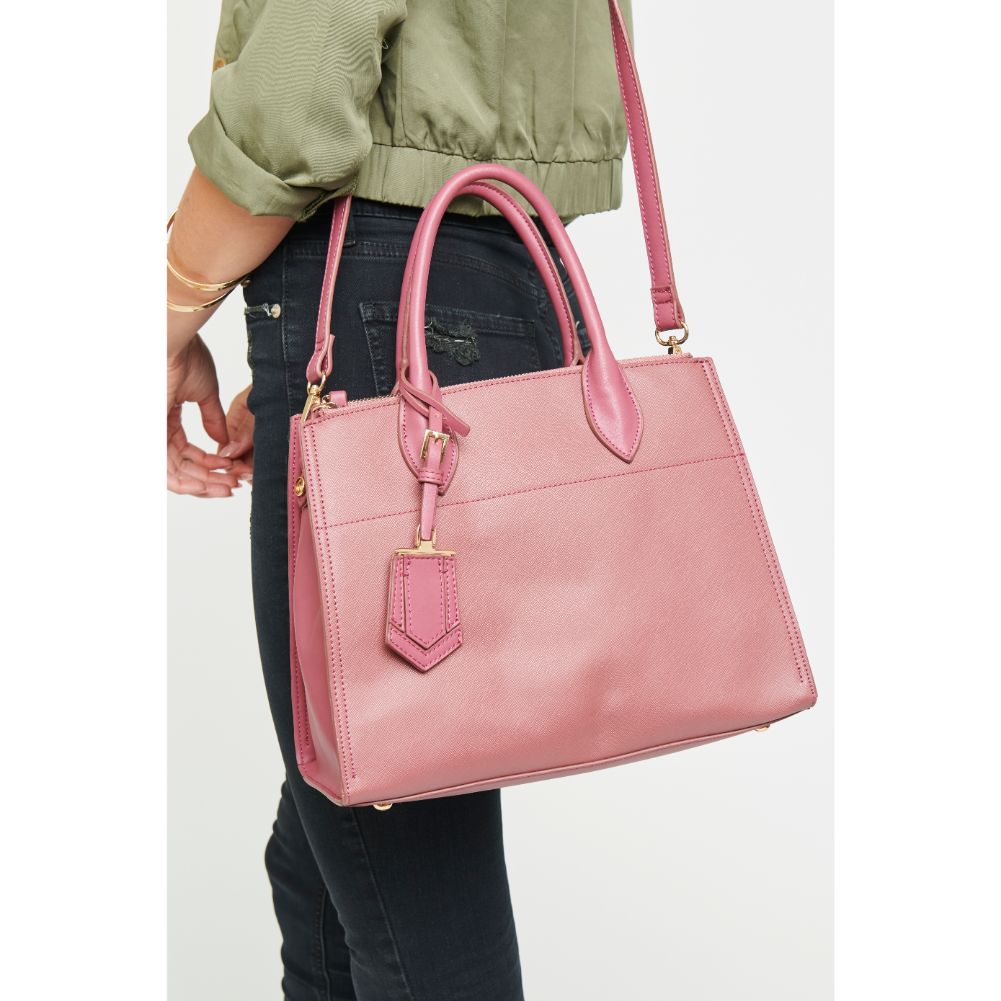 Woman wearing Mauve Urban Expressions Cooper Satchel NA-840611153555 View 3 | Mauve