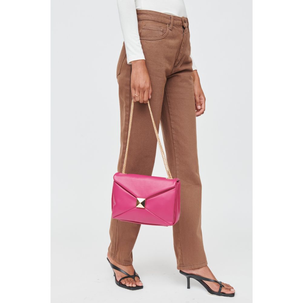 Woman wearing Magenta Urban Expressions Ribbon Crossbody 840611102812 View 3 | Magenta