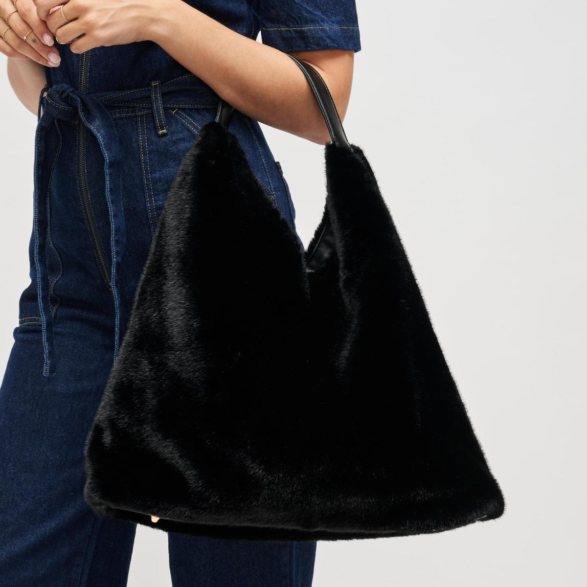Woman wearing Black Urban Expressions Chandler Hobo 840611199553 View 4 | Black