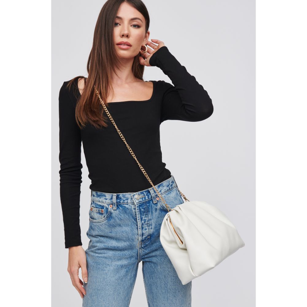 Woman wearing Ivory Urban Expressions Yasmina Clutch 818209016322 View 2 | Ivory