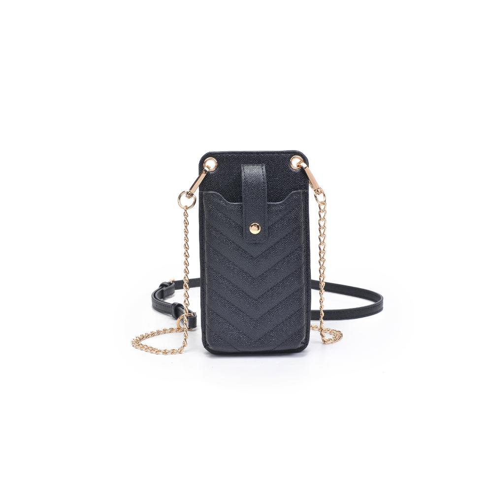 Woman wearing Black Urban Expressions Claire - Chevron Stitch Cell Phone Crossbody 840611113184 View 5 | Black