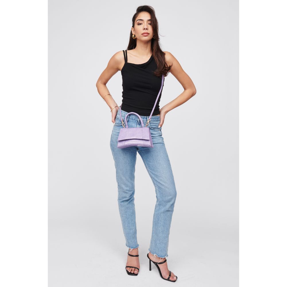 Woman wearing Lavender Urban Expressions Lucas - Croco Crossbody 818209018401 View 3 | Lavender