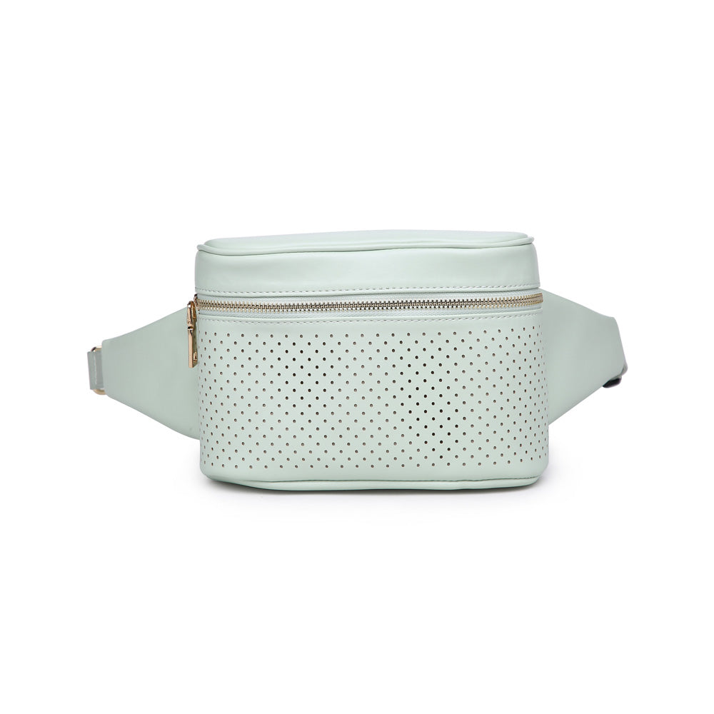 Woman wearing Mint Urban Expressions Hawthorn - Perforated Belt Bag NA-840611158635 View 5 | Mint