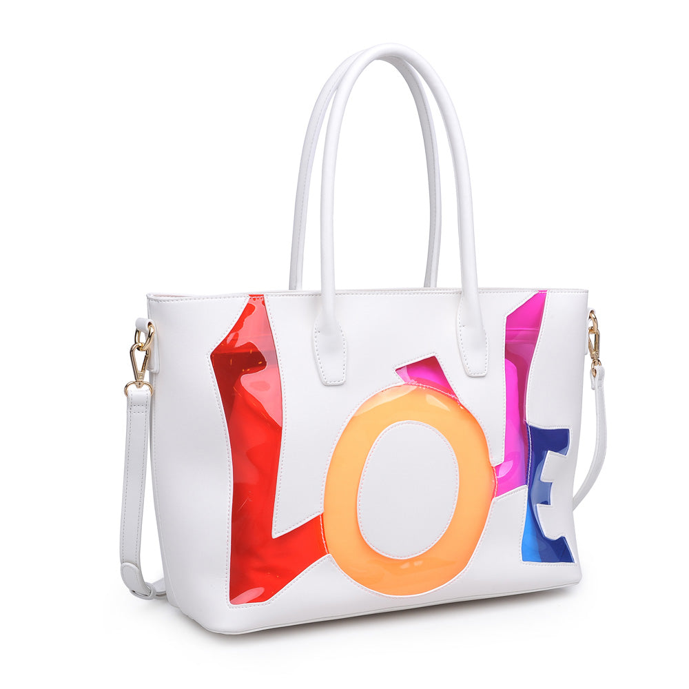 Product Image of Urban Expressions Love Tote 840611160683 View 2 | White