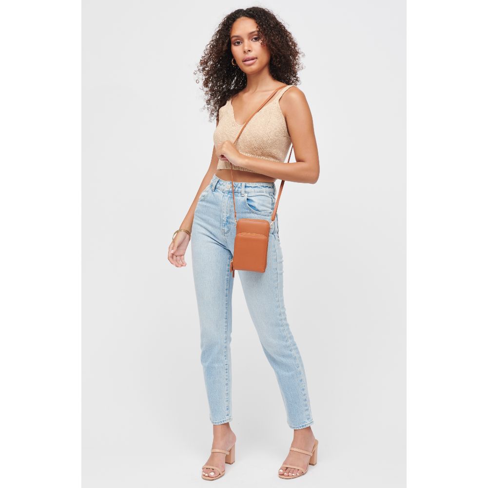 Woman wearing Tan Urban Expressions Jorgie Crossbody 840611182647 View 3 | Tan