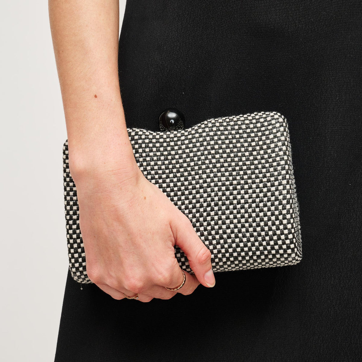 Woman wearing Black Ivory Urban Expressions Marissa Evening Bag 840611152893 View 1 | Black Ivory