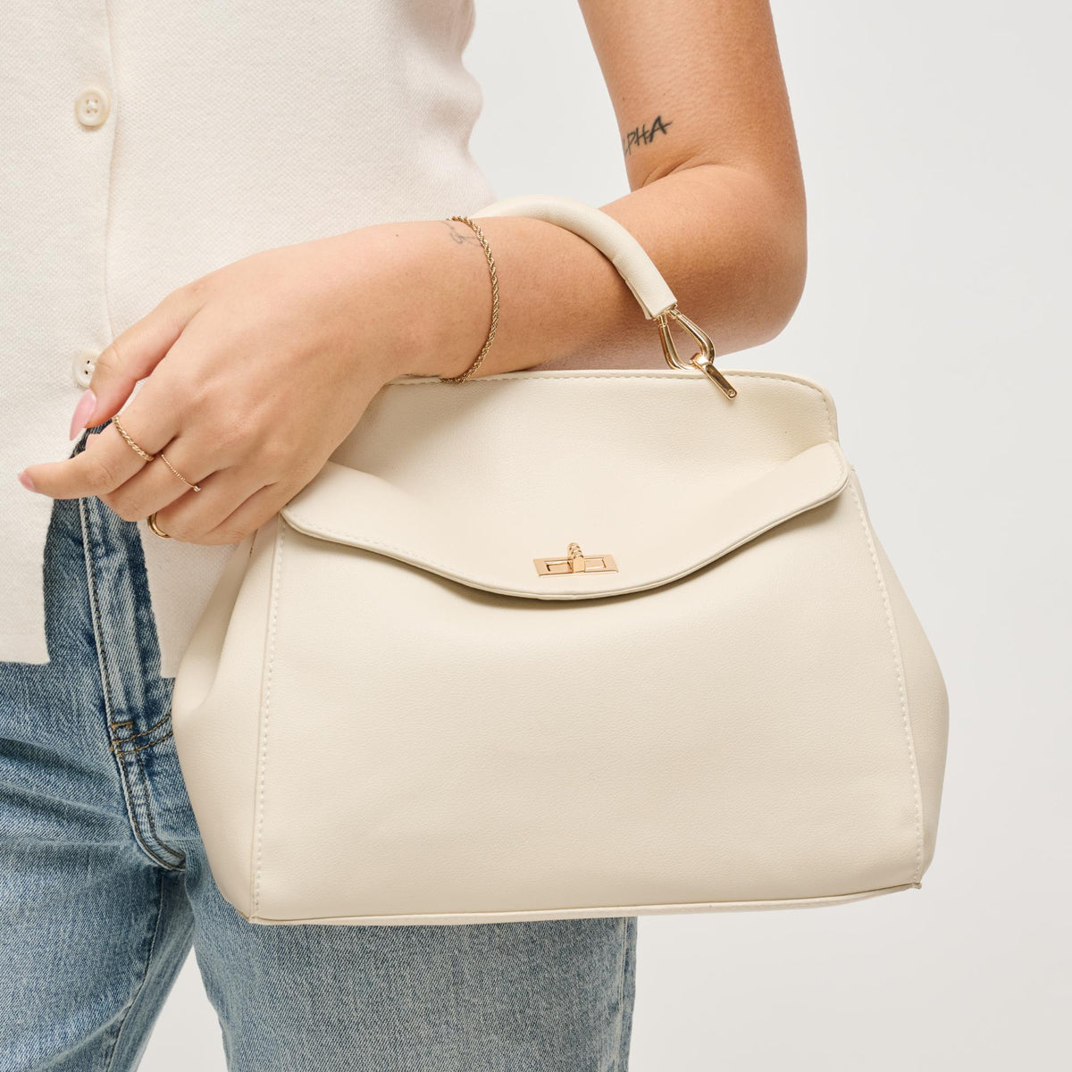 Woman wearing Ivory Urban Expressions Liza Crossbody 840504208263 View 4 | Ivory