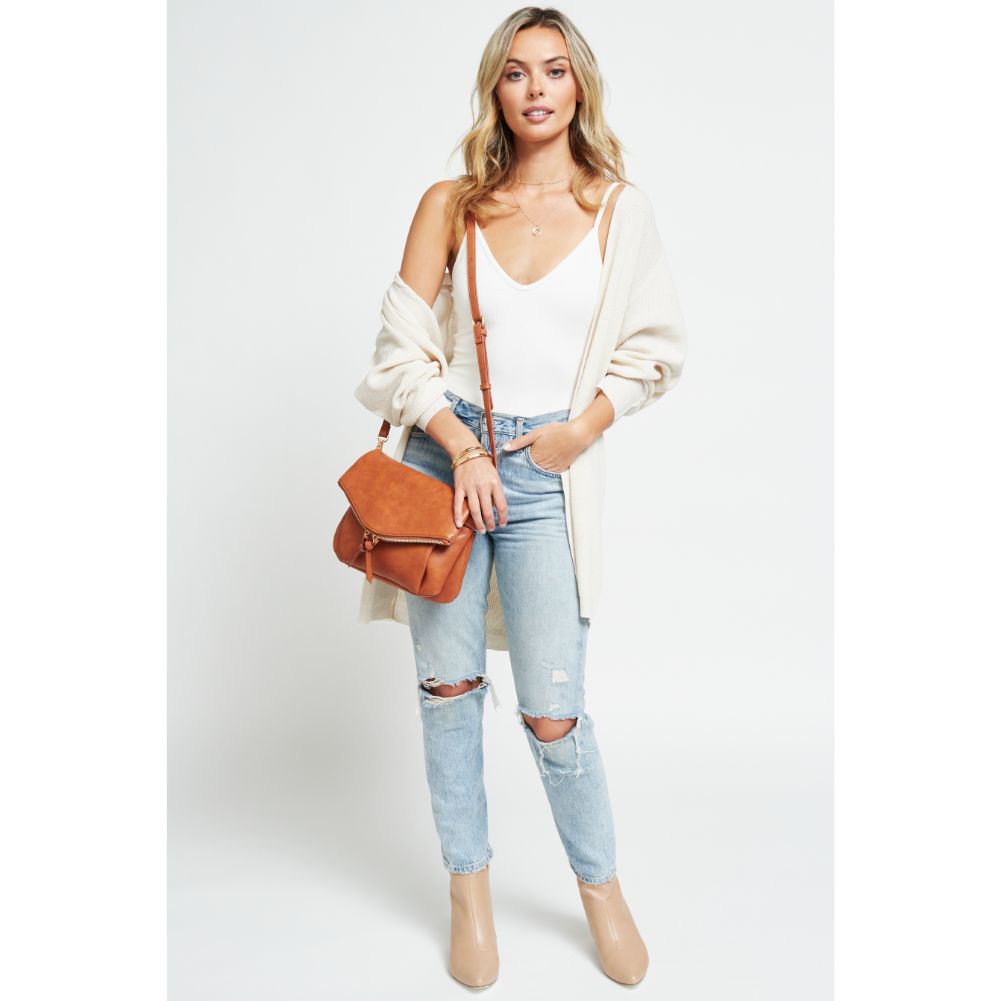 Woman wearing Tan Urban Expressions Erin Crossbody 840611178787 View 4 | Tan