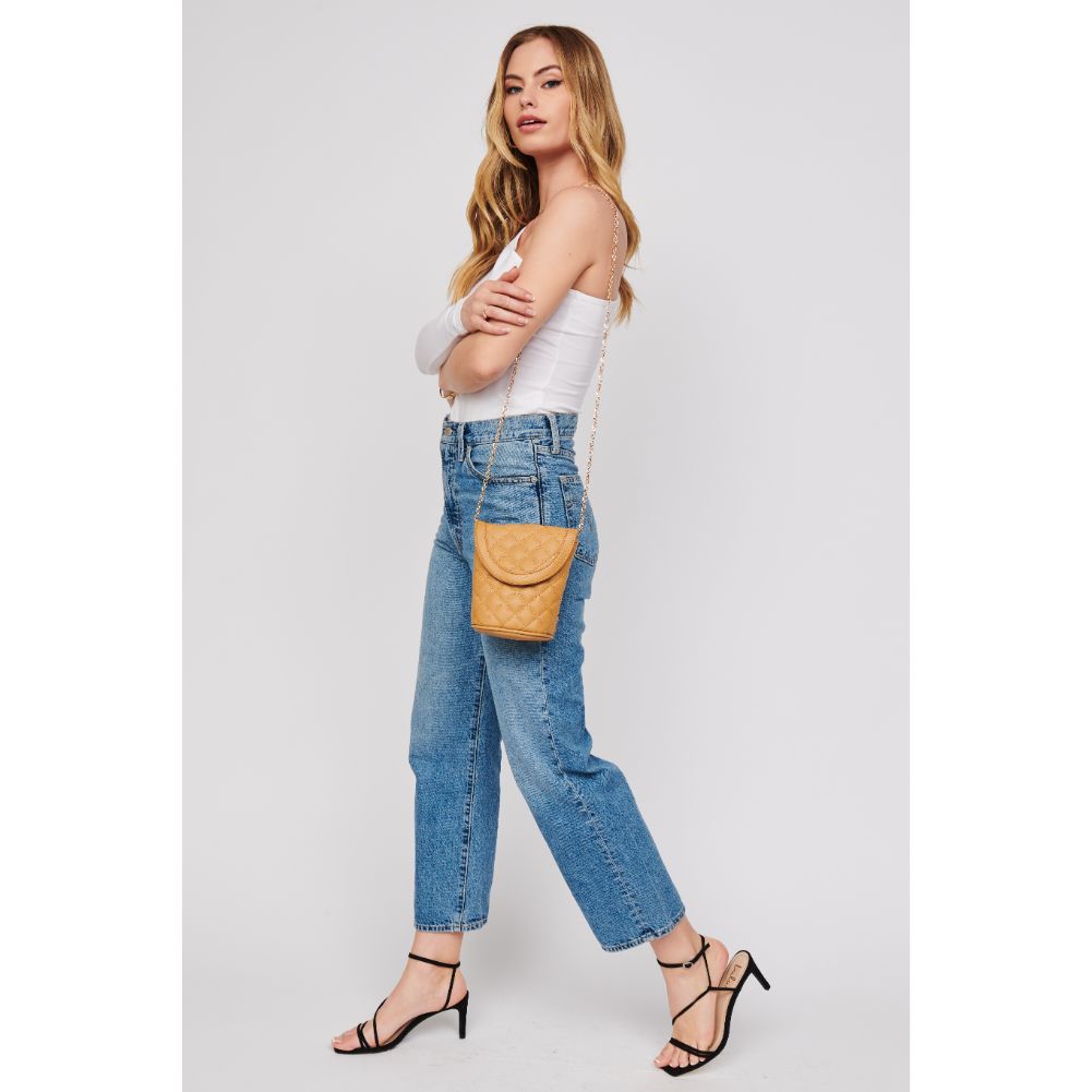 Woman wearing Tan Urban Expressions Arlene Crossbody 818209017305 View 2 | Tan