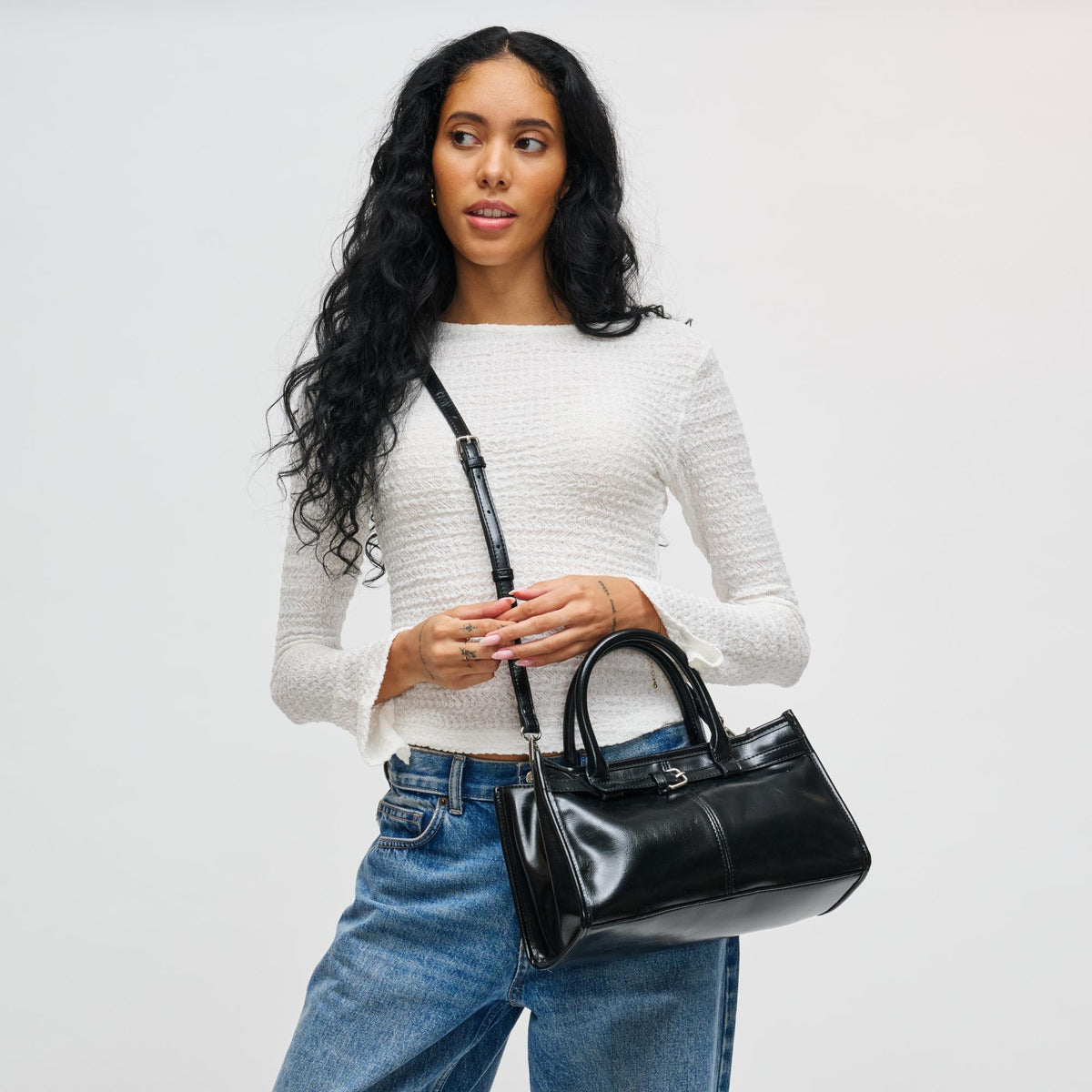 Woman wearing Black Urban Expressions Joanna Crossbody 840611198198 View 3 | Black