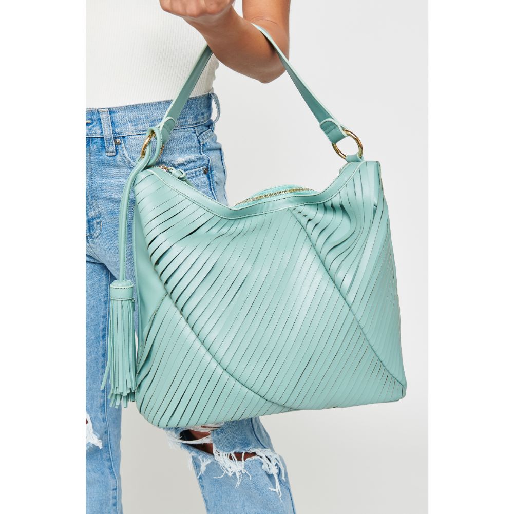 Woman wearing Sage Urban Expressions Jinx Hobo NA-840611124982 View 2 | Sage