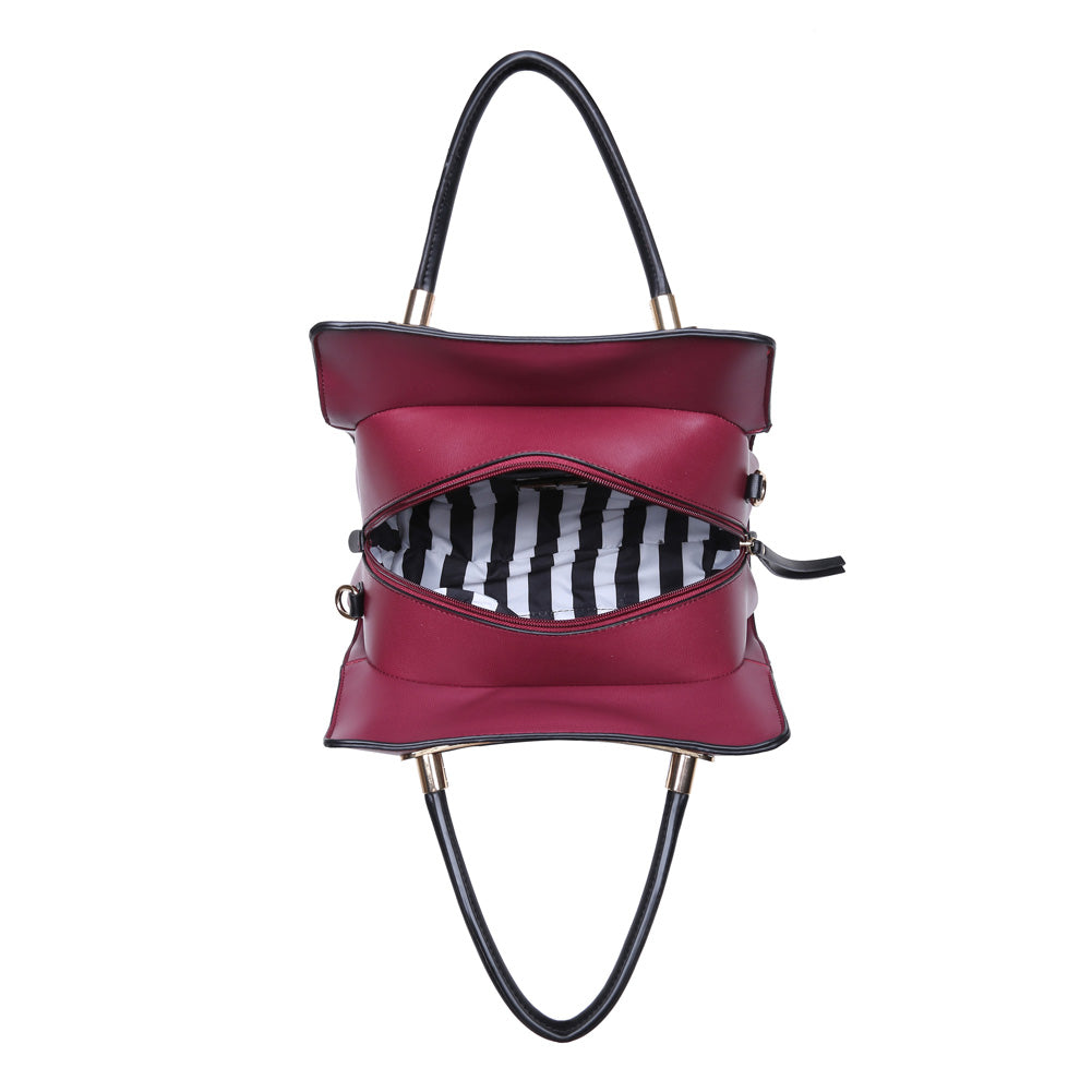Woman wearing Cherry Urban Expressions Willa Satchel NA-840611149503 View 9 | Cherry