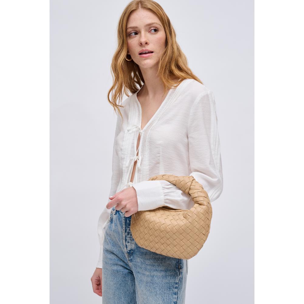 Woman wearing Camel Urban Expressions Tracy - Woven Clutch 840611121929 View 2 | Camel
