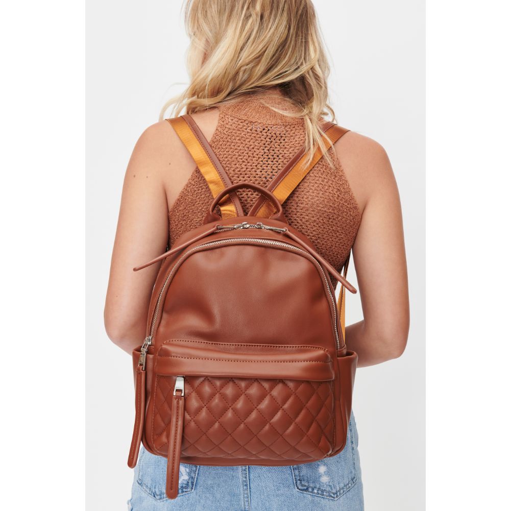 Woman wearing Tan Urban Expressions Briana Backpack 818209011907 View 1 | Tan