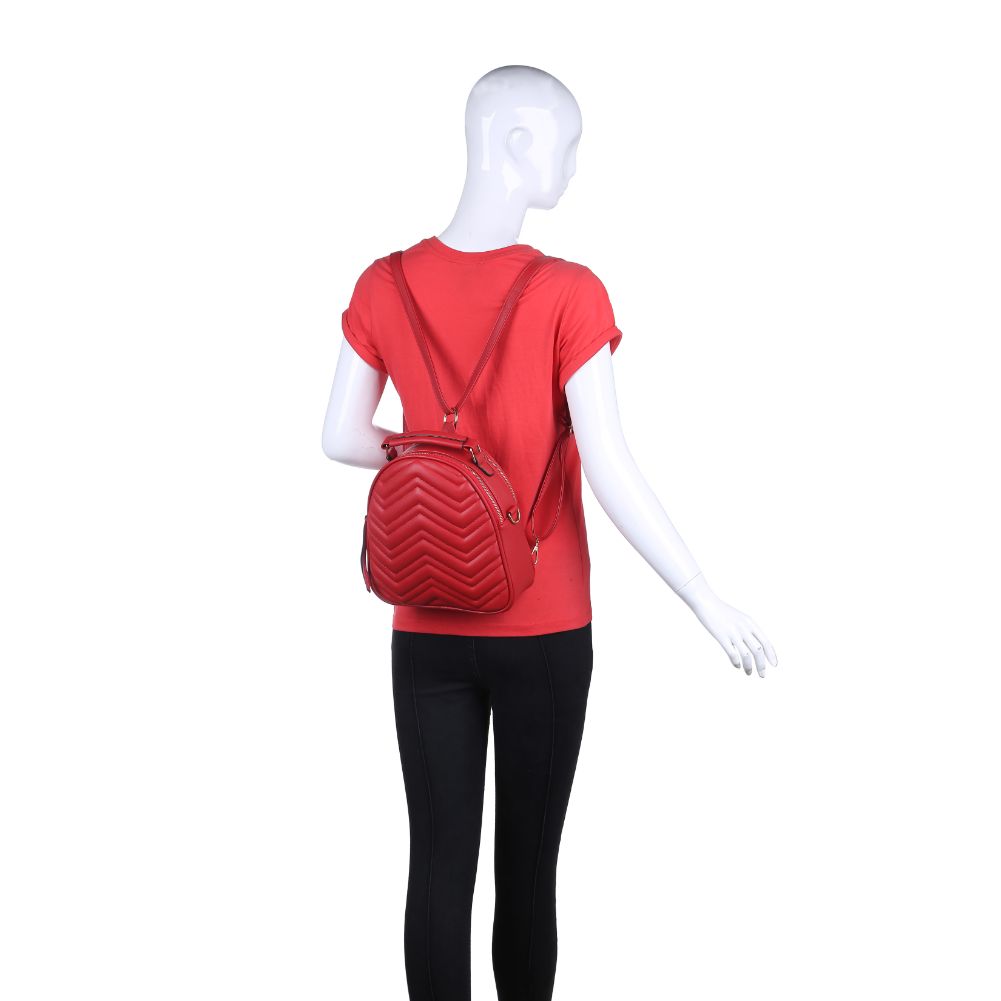 Product Image of Urban Expressions Constance V Stitch Double Zip Backpack 840611168610 View 5 | Red