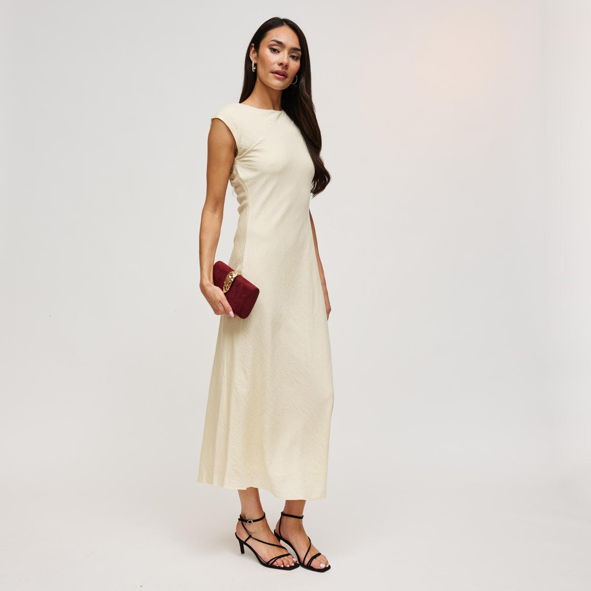 Woman wearing Burgundy Urban Expressions Babe Clutch 840504214134 View 4 | Burgundy