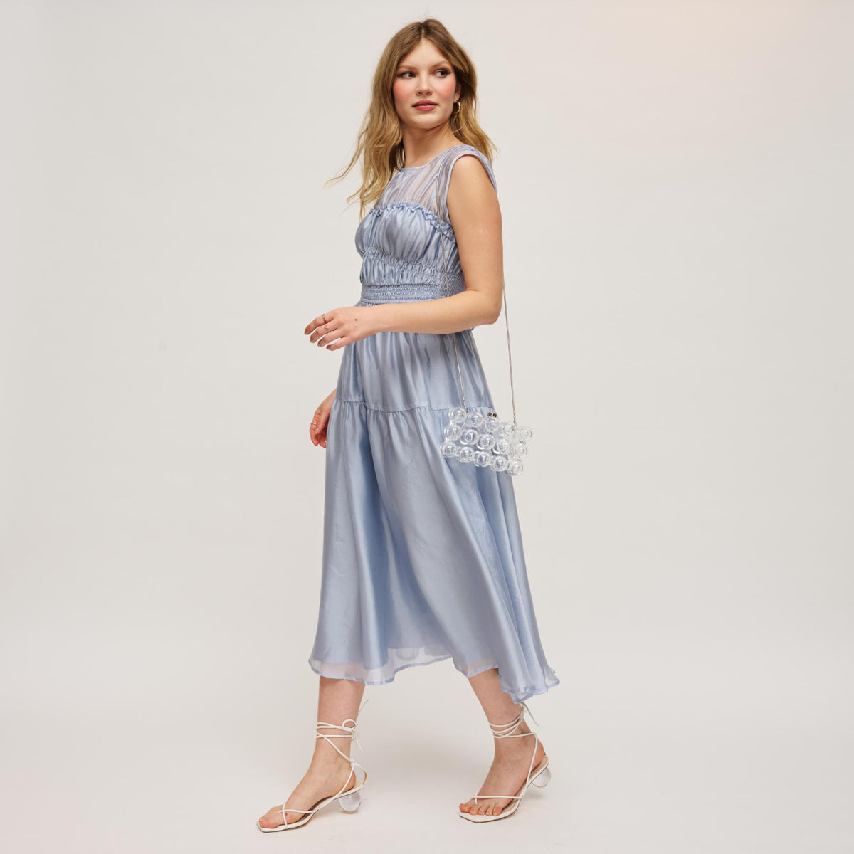 Woman wearing Clear Urban Expressions Skye Evening Bag 840611124319 View 3 | Clear