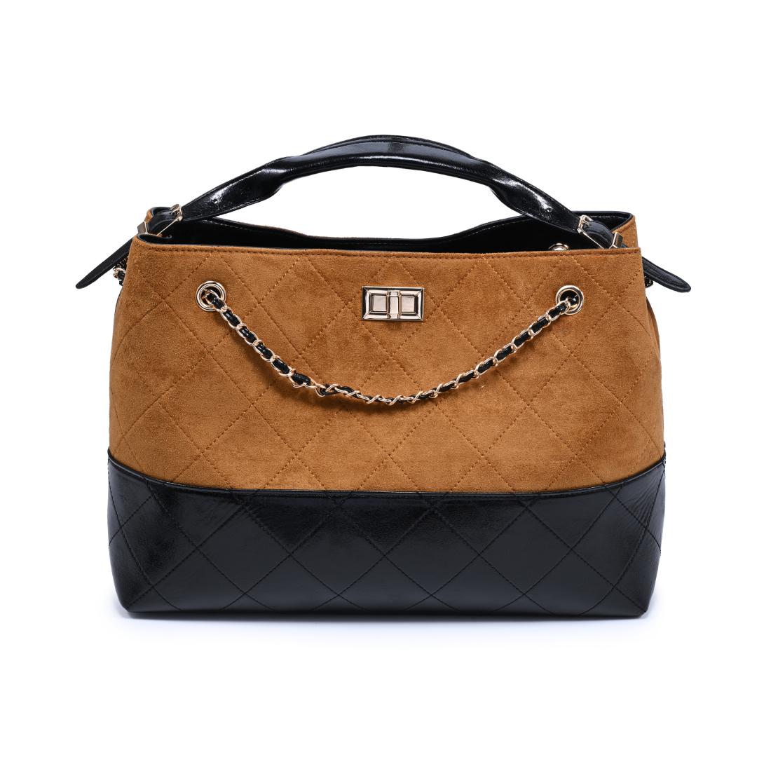 Woman wearing Tan Black Urban Expressions Eliana Tote 840504205552 View 5 | Tan Black