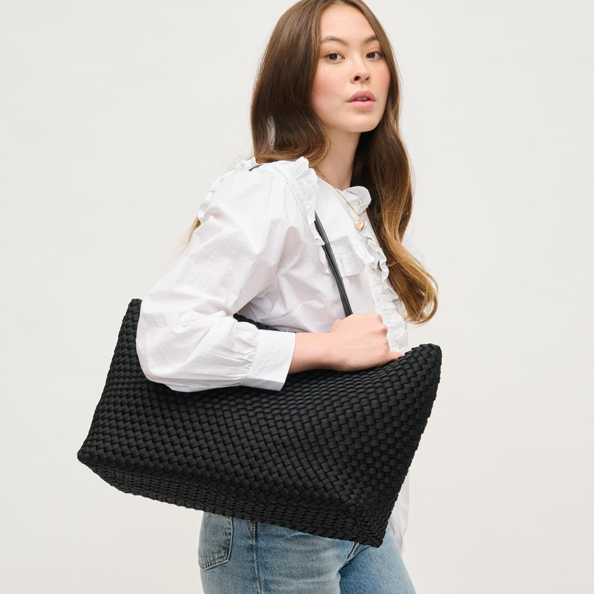 Woman wearing Black Urban Expressions Evie Tote 840611146779 View 2 | Black