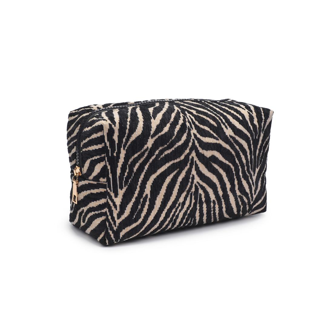 Urban Essentials Zebrini Cosmetic & Travel Organizer Pouch 840611197825 View 6 | Natural Black