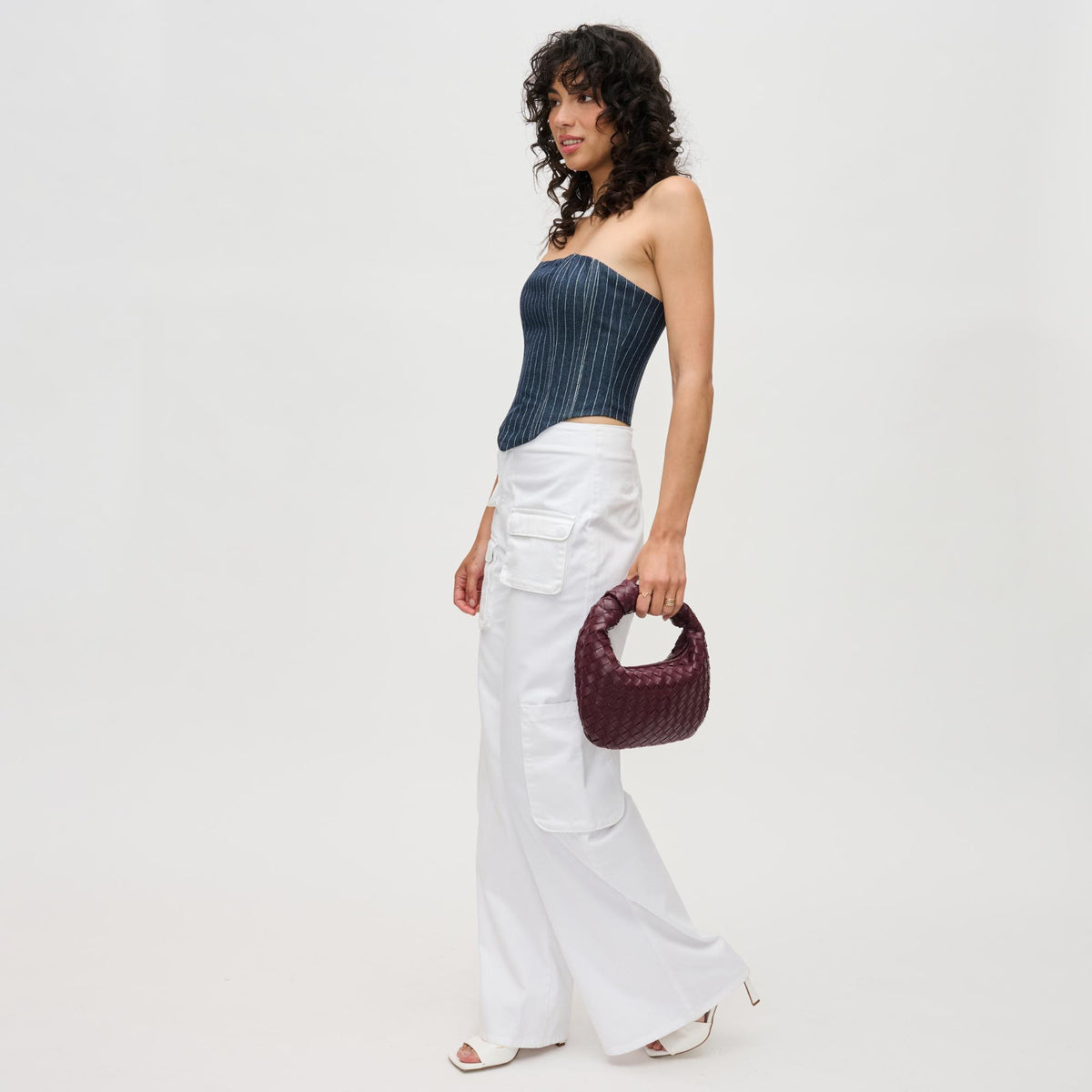 Woman wearing Wine Urban Expressions Tracy - Woven Clutch 840611192936 View 3 | Wine