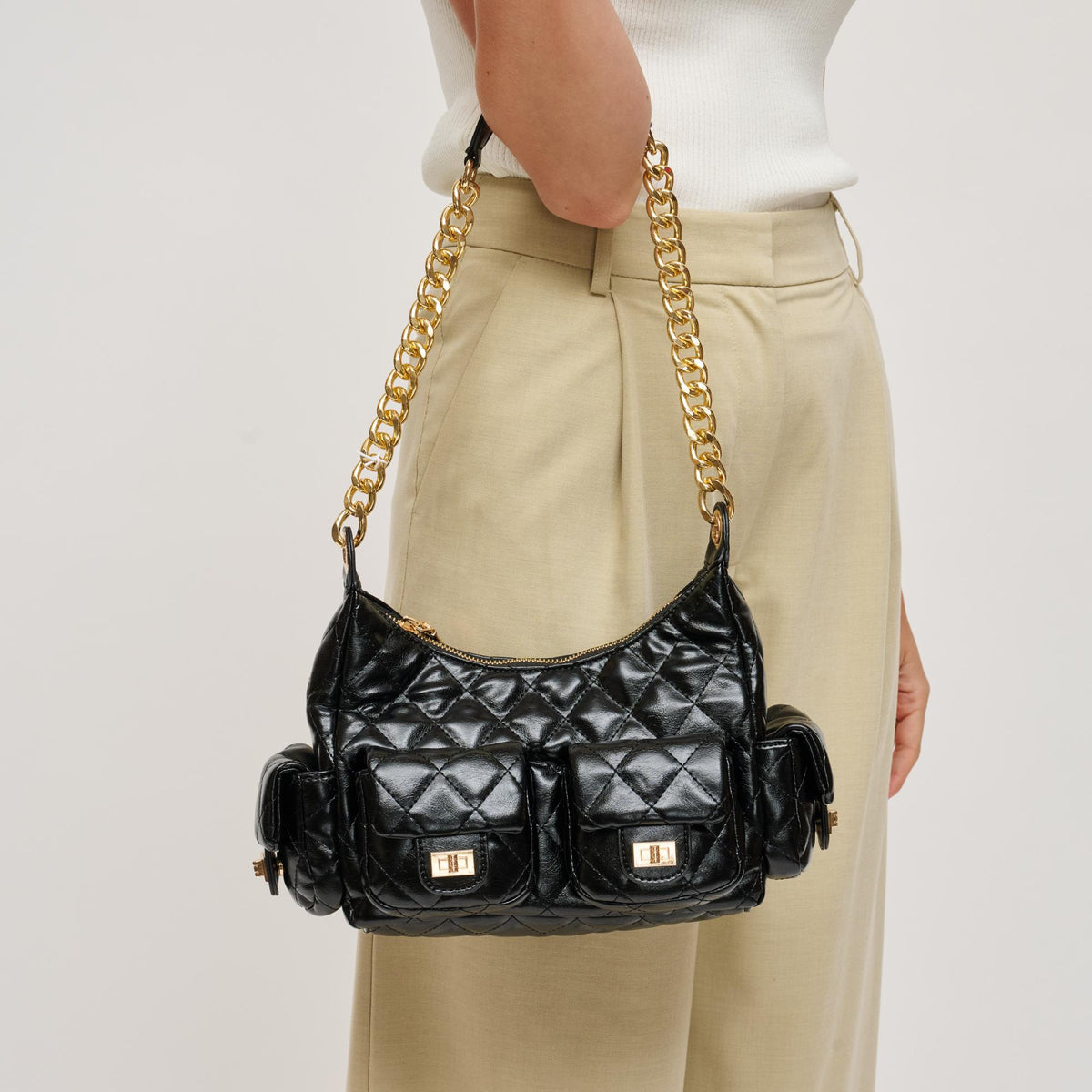 Woman wearing Black Urban Expressions Janette Shoulder Bag 840611199126 View 4 | Black
