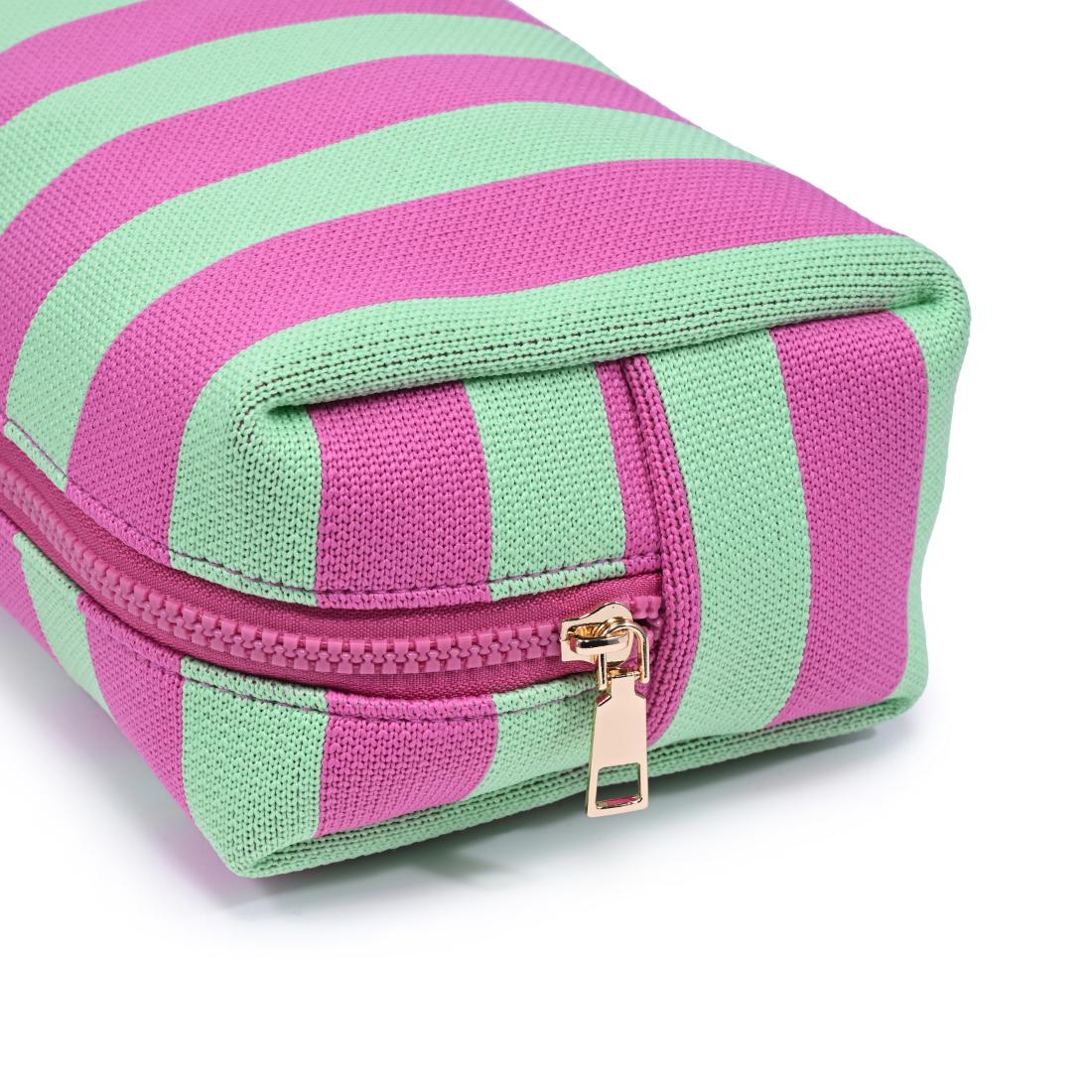Urban Essentials Essential Stripe Cosmetic & Travel Organizer Pouch 840504207433 View 8 | Mint Pink
