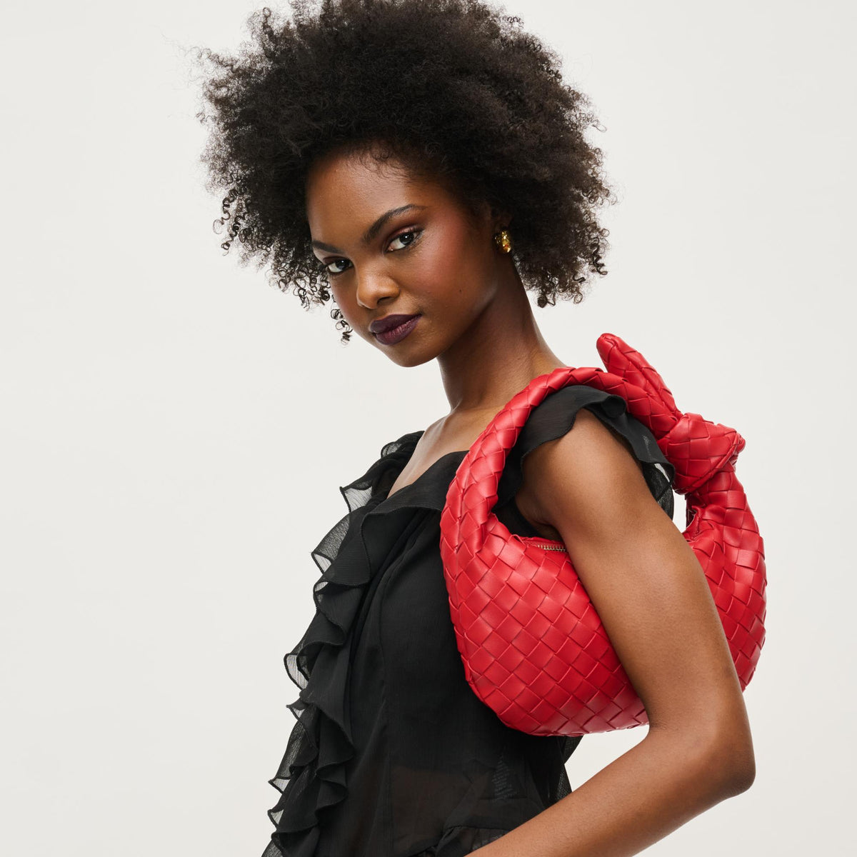 Woman wearing Red Urban Expressions Lizbeth Clutch 840611148063 View 2 | Red