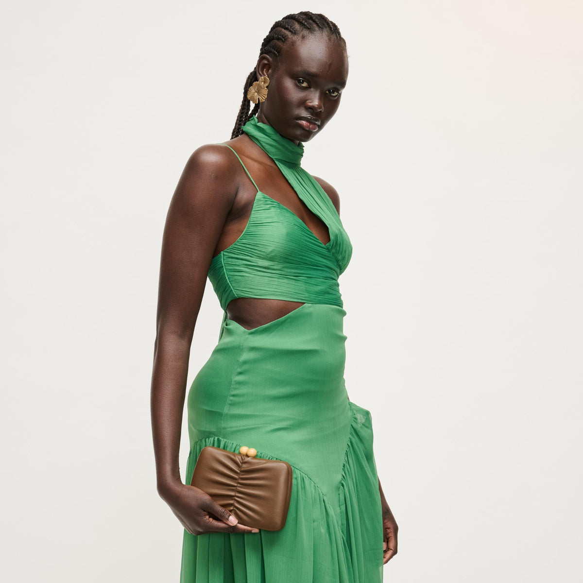 Woman wearing Chocolate Urban Expressions Gianna Evening Bag 840504204555 View 4 | Chocolate